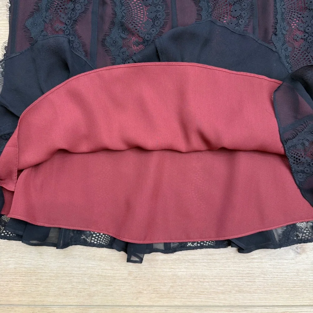 Black Lace Trumpet Midi Skirt Dark Coquette Flared Hem Whimsigoth Vampire Size 2
